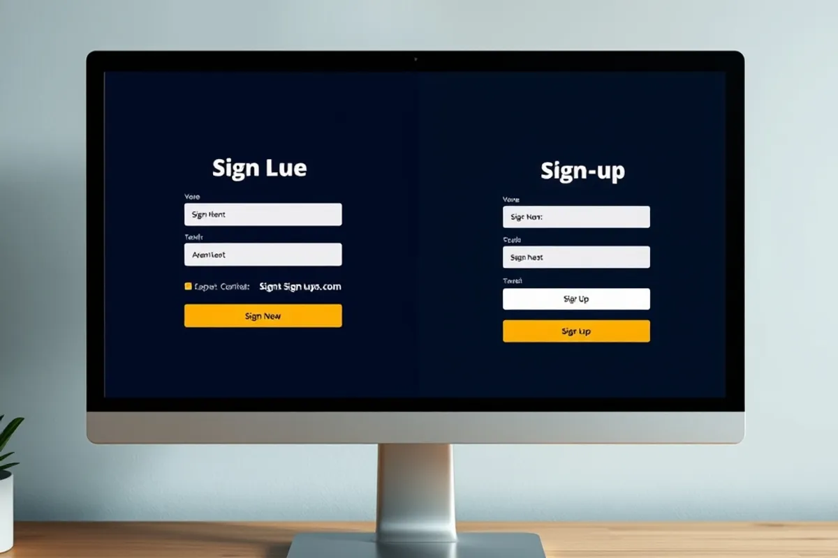 Two versions of a signup form compared on a monitor