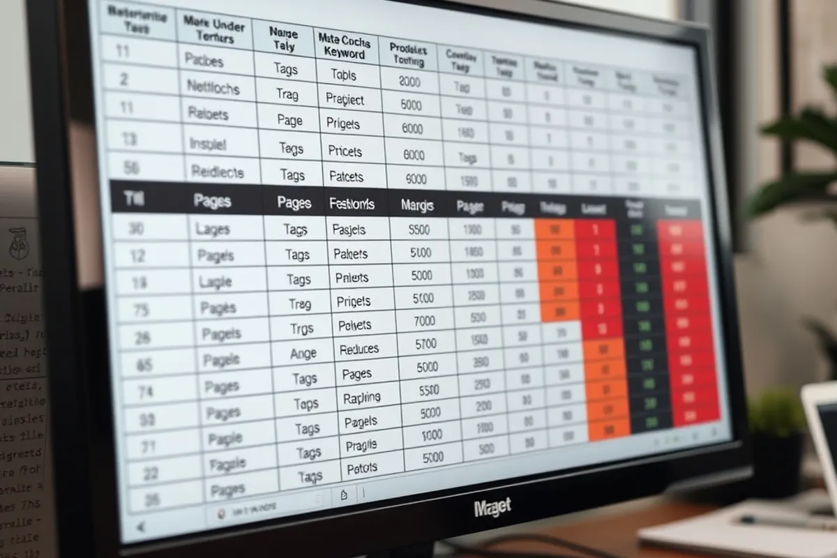 Spreadsheet mapping keywords to pages and priority scores