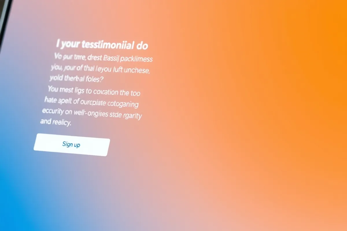 Landing page with a testimonial beside a signup button