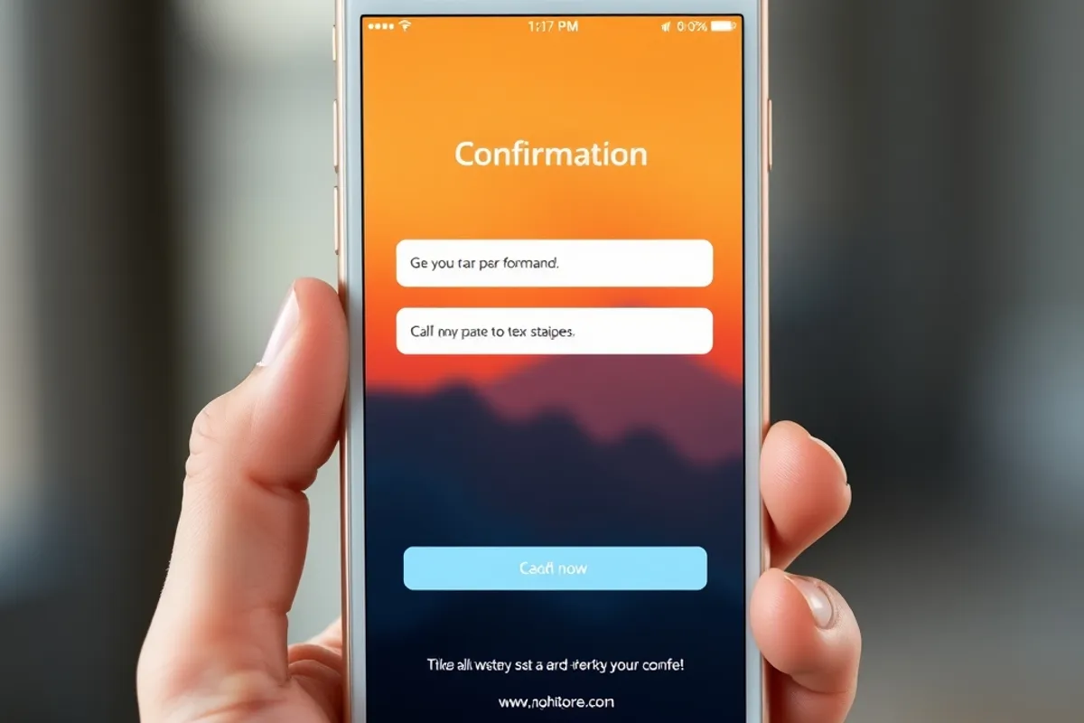 Landing page confirmation screen shown on a phone