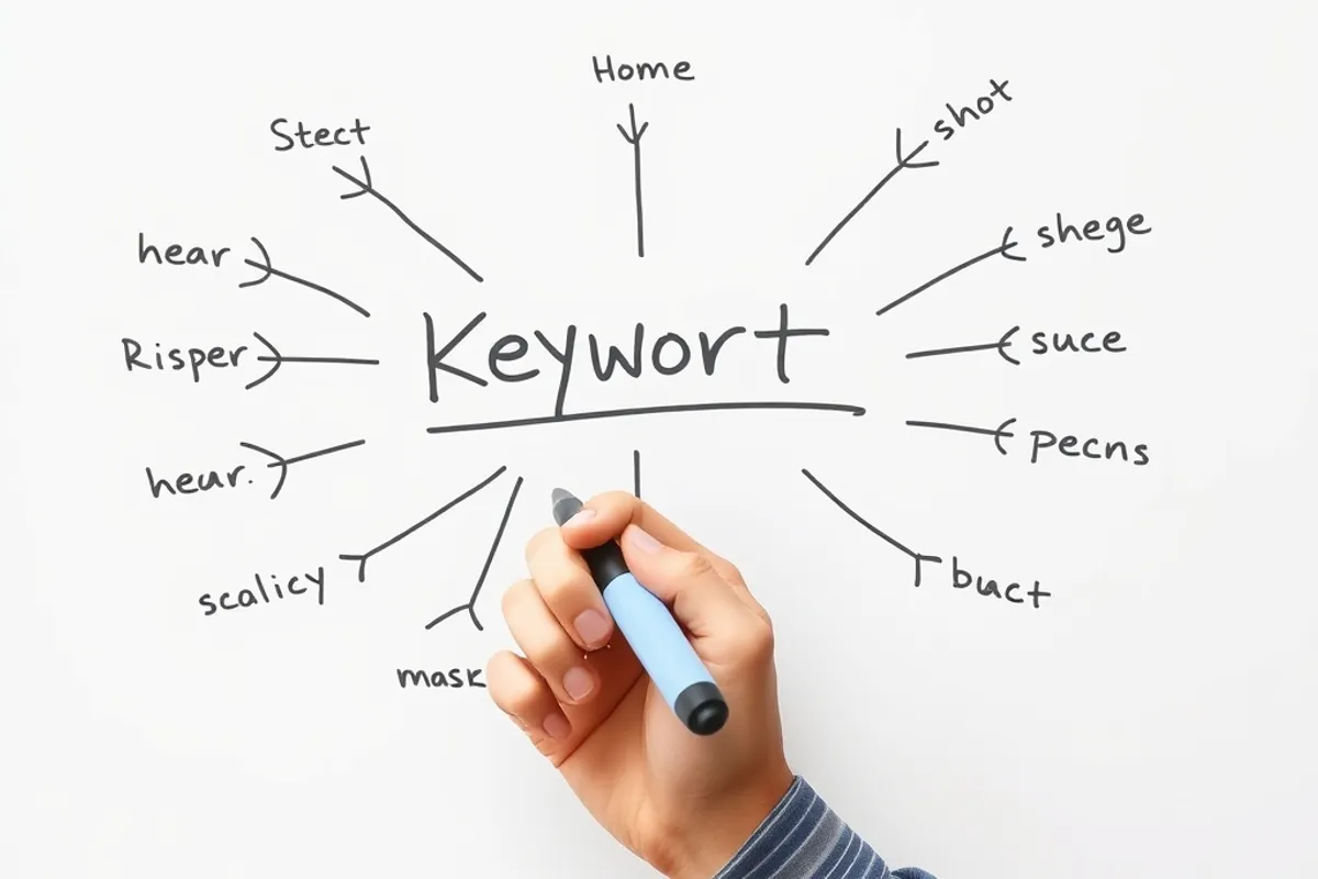 Content strategist drawing a keyword map on a whiteboard