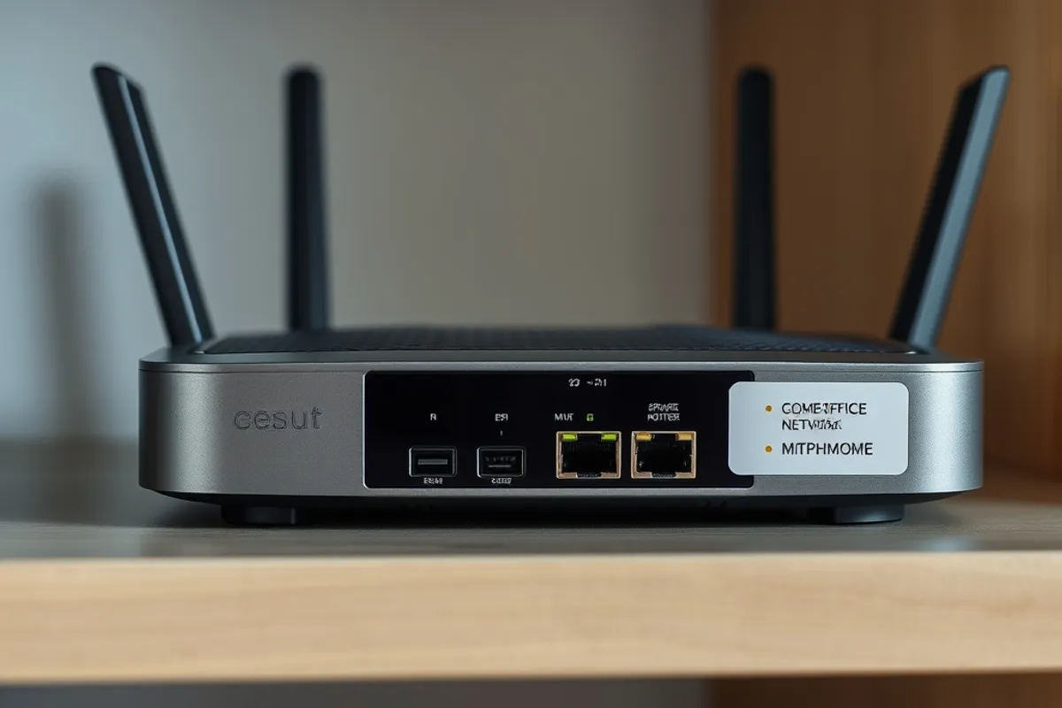 Home office router with a separate guest network label