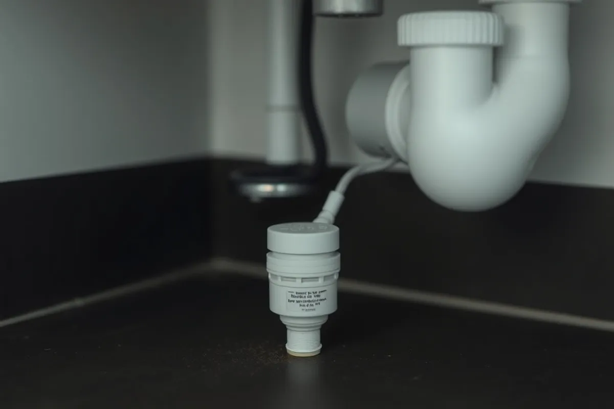 Leak sensor placed under a kitchen sink