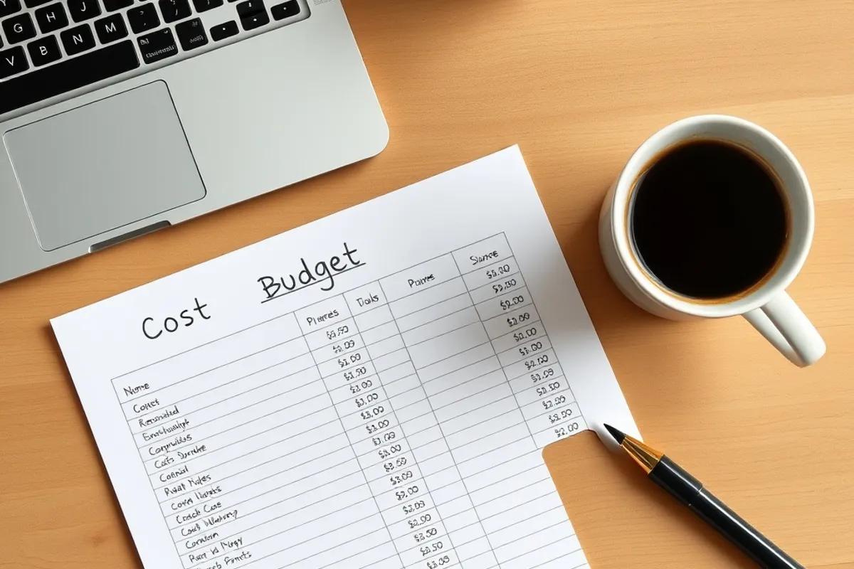 Founder reviewing an MVP budget spreadsheet on a laptop