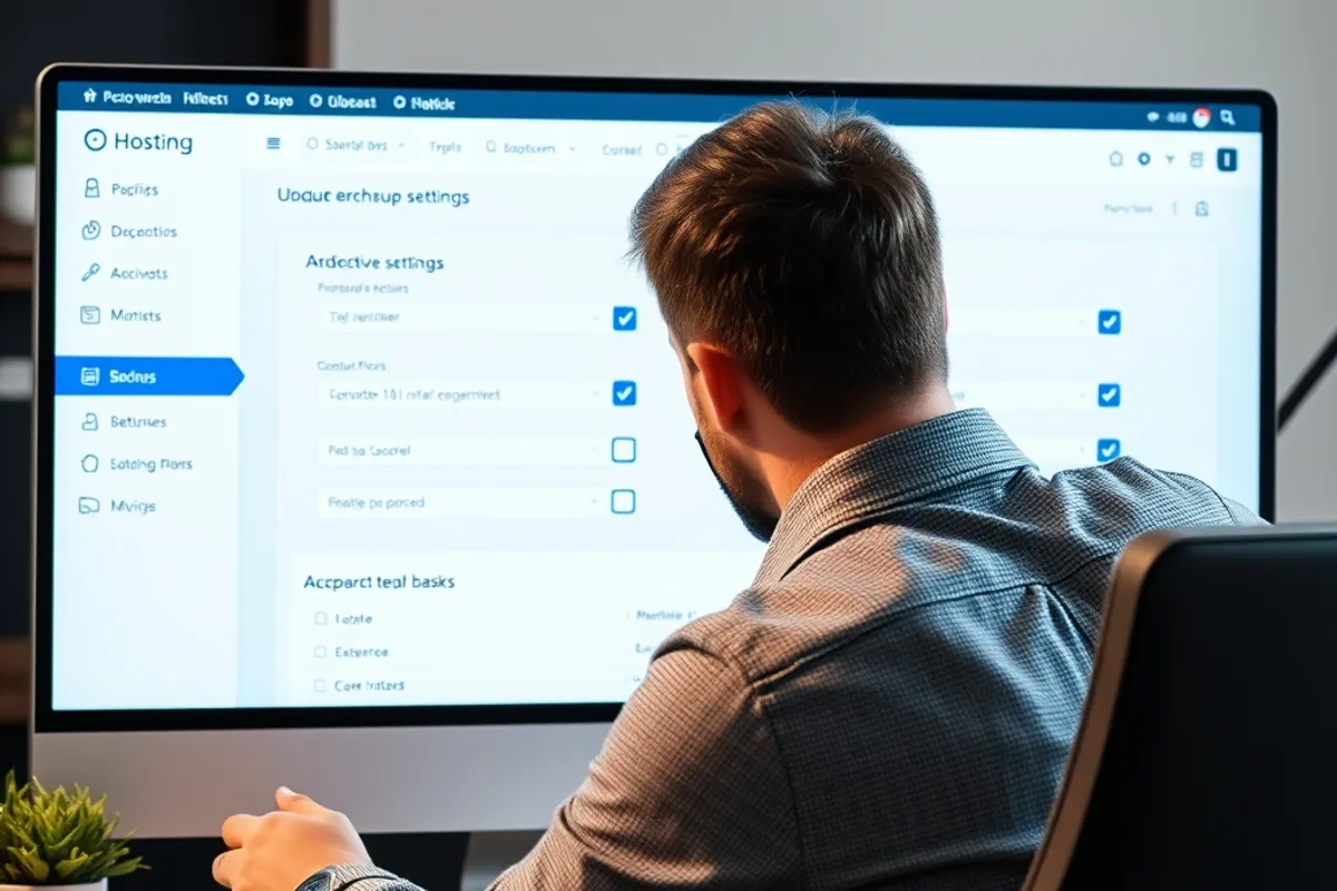 Website owner checking backup settings in a hosting dashboard