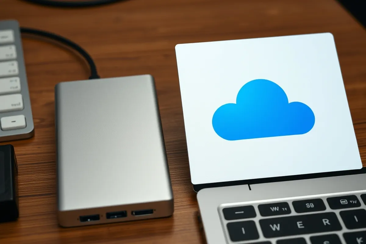 External drive and cloud backup interface side by side